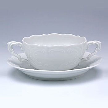 リンドナー　プレインホワイト　スープカップ&ソーサーの写真