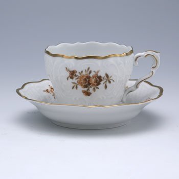 リンドナー　ブラウンフラワー　コーヒーカップ&ソーサーの写真