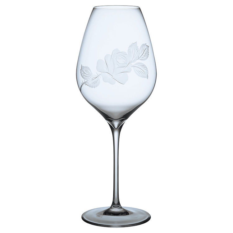 ボヘミア　フラワーモチーフ　ワイングラス rose　EGL-460の写真