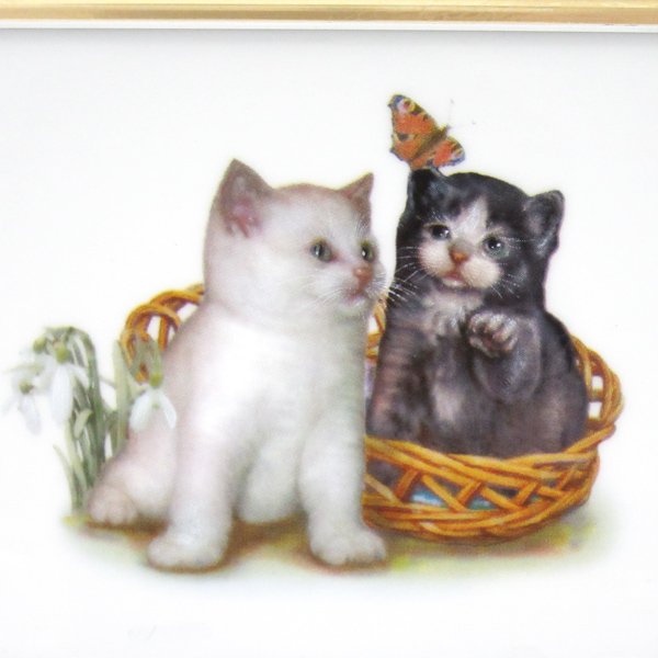 リンドナー　ウォールピクチャー　子猫(二匹)とちょうちょのサムネイル