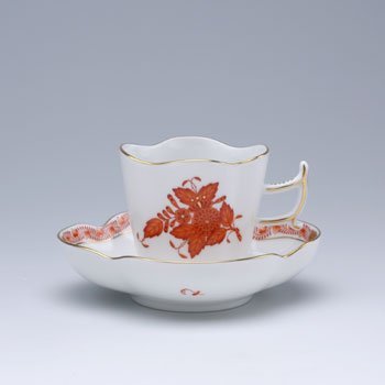 ヘレンド　アポニーオレンジ　コーヒーカップ&ソーサー楕円　AOG-4198-0-00 の写真