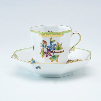 ヘレンド　ビクトリア　コーヒーカップ&ソーサー（オクタゴナル）　VBO-4304-0-00 