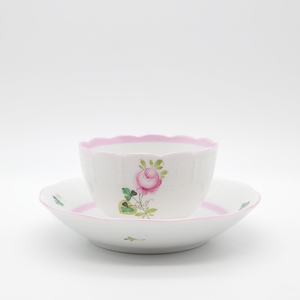 ヘレンド　ウィーンの薔薇ピンク　ジャパニーズティーカップ&ソーサー　VRH-X4-0710-0-91
