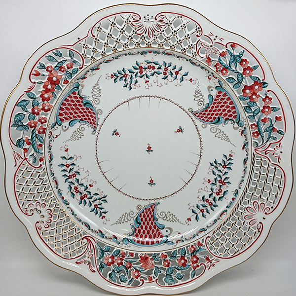 ヘレンド　トゥッピーニの角笛　飾り皿レース34cm　TCA-8402-0-50