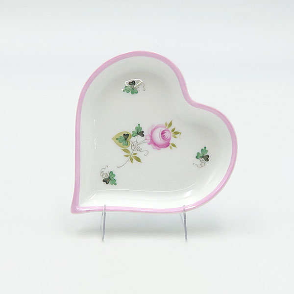 ヘレンド　ウィーンの薔薇ピンク　ハート型小皿　VRH-X4-7703-0-00