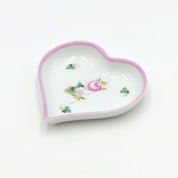 ヘレンド　ウィーンの薔薇ピンク　ハート型小皿　VRH-X4-7703-0-00のサムネイル