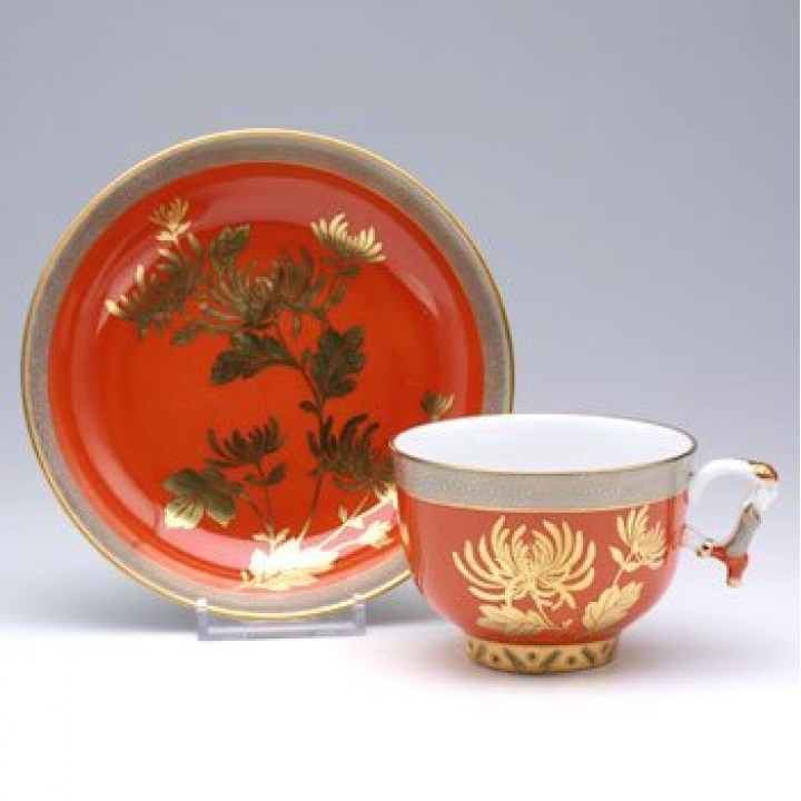 【倉庫取り寄せ商品】ヘレンド 朱金菊 ティーカップ&ソーサー CDO-3364-0-21