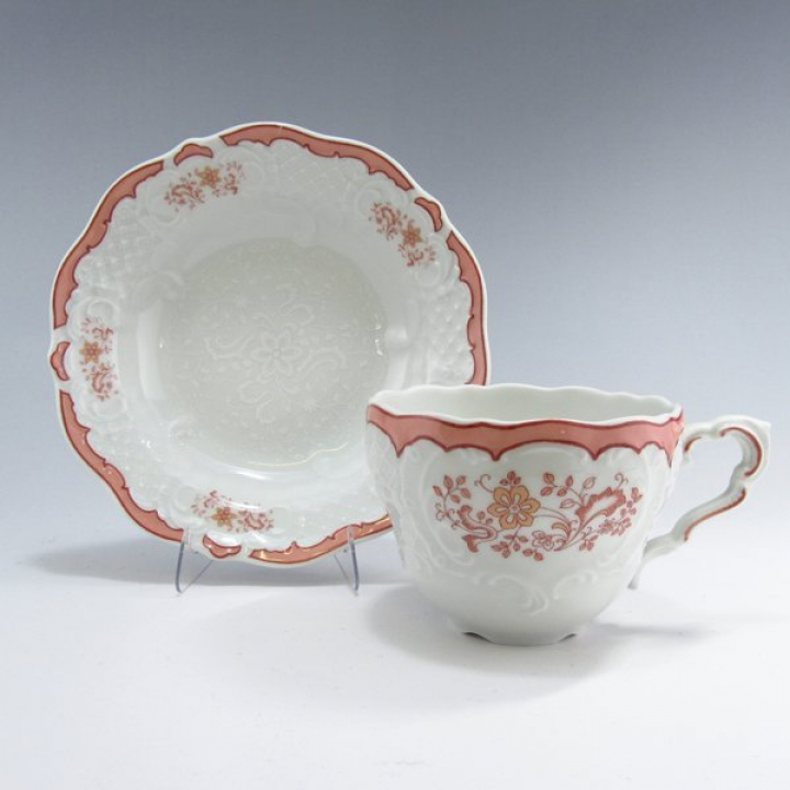 【店舗取り寄せ商品】リンドナー アラベスク・サーモンピンク コーヒーカップ&ソーサー