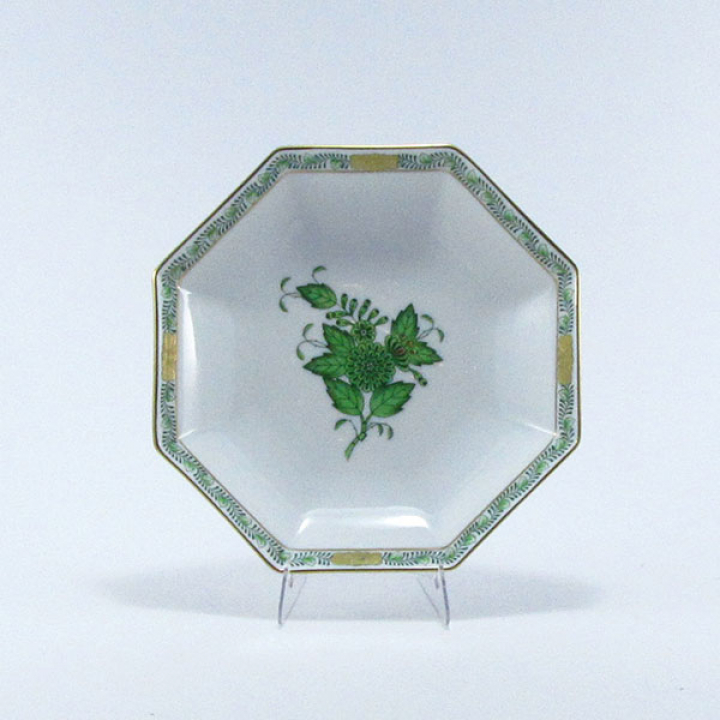 【倉庫取り寄せ商品】ヘレンド アポニーグリーン 小皿（オクタゴナル）13.5cm AV-4304-1-00
