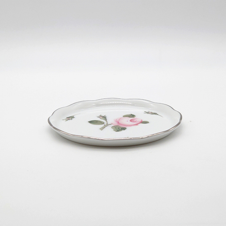 【店舗取り寄せ商品】ヘレンド ウィーンの薔薇・プラチナ コースター10cm VGR-PT-0341-0-00