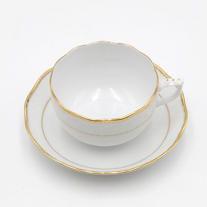 【倉庫取り寄せ商品】ヘレンド ホワイト（金縁） ティーカップ＆ソーサー ORE-0724-0-00
