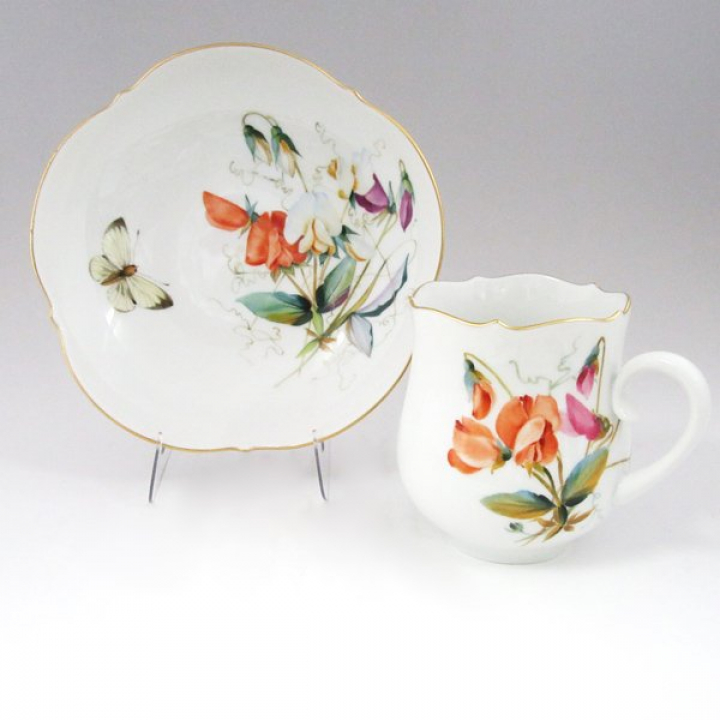 【倉庫取り寄せ商品】マイセン スイートピー＆バタフライ コーヒーカップ＆ソーサー NO.6 252310-23582-6