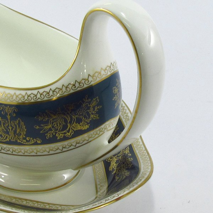 【倉庫取り寄せ商品】ウェッジウッド コロンビアブルー＆ゴールド ソースボートスタンド