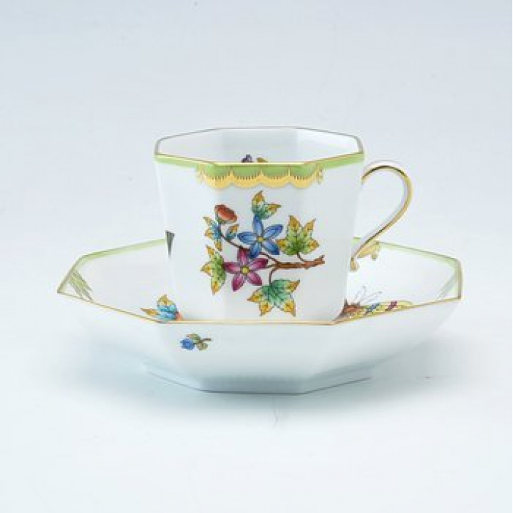 【店舗取り寄せ商品】ヘレンド ビクトリア コーヒーカップ&ソーサー（オクタゴナル） VBO-4304-0-00