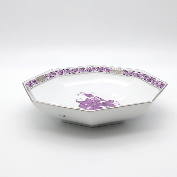 【店舗取り寄せ商品】ヘレンド アポニーライラック・プラチナ 小皿（オクタゴナル）13.5cm AL-PT-4304-1-00