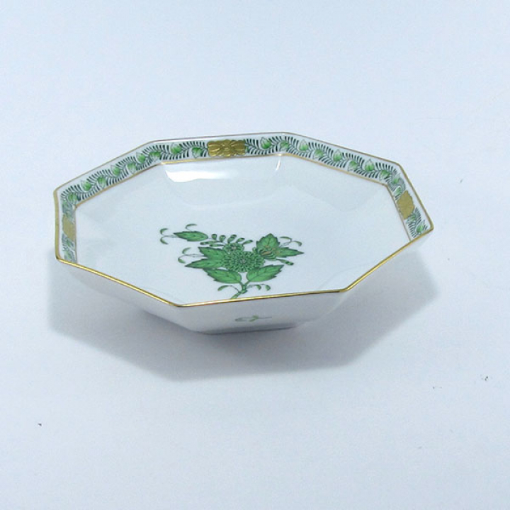 【倉庫取り寄せ商品】ヘレンド アポニーグリーン 小皿（オクタゴナル）13.5cm AV-4304-1-00