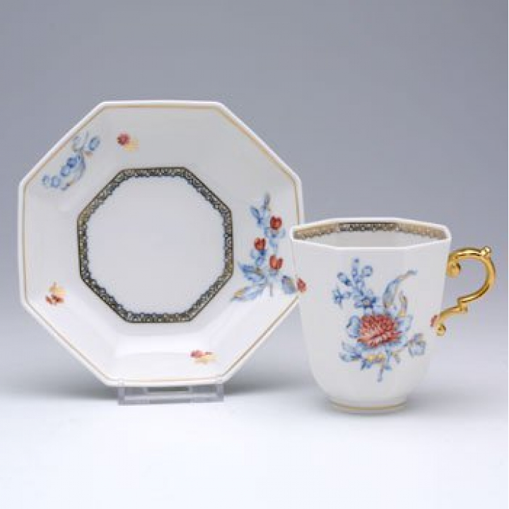 【倉庫取り寄せ商品】マイセン フラワー コーヒーカップ&ソーサー八角 159090-55835