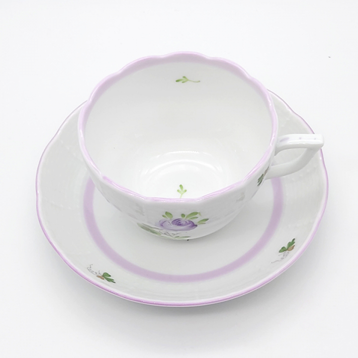 【倉庫取り寄せ商品】ヘレンド ウィーンの薔薇・ライラック 珈琲紅茶兼用カップ&ソーサー VRHL-0730-0-00