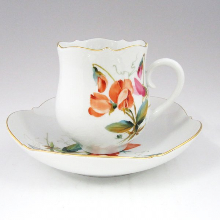 【倉庫取り寄せ商品】マイセン スイートピー＆バタフライ コーヒーカップ＆ソーサー NO.6 252310-23582-6