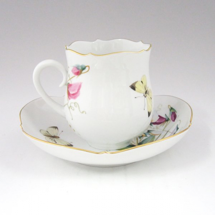 【倉庫取り寄せ商品】マイセン スイートピー＆バタフライ コーヒーカップ＆ソーサー NO.6 252310-23582-6
