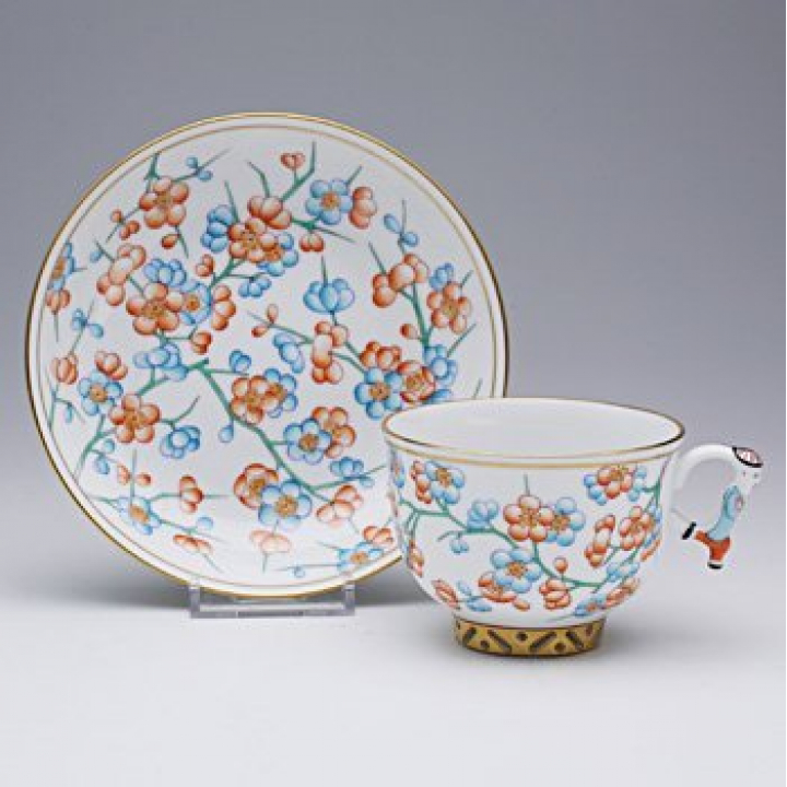 【店舗取り寄せ商品】ヘレンド 白地紅梅 ティーカップ&ソーサー PFC-3364-0-21