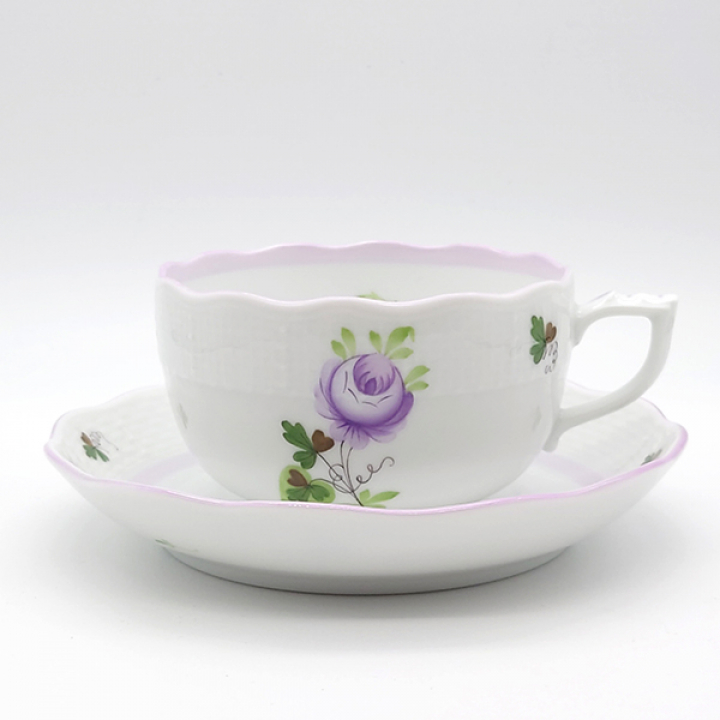 【店舗取り寄せ商品】ヘレンド ウィーンの薔薇・ライラック ティーカップ&ソーサー VRHL-0724-0-00