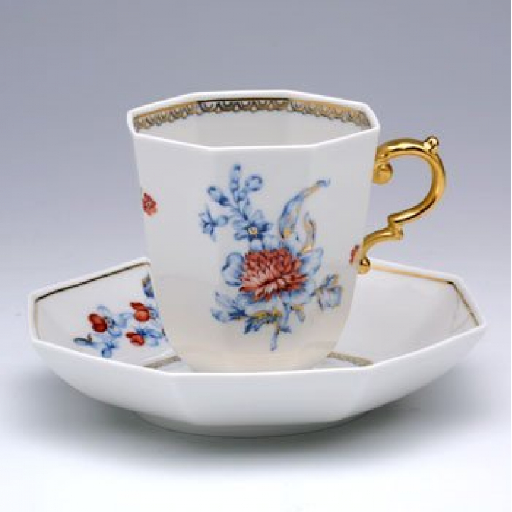 【倉庫取り寄せ商品】マイセン フラワー コーヒーカップ&ソーサー八角 159090-55835