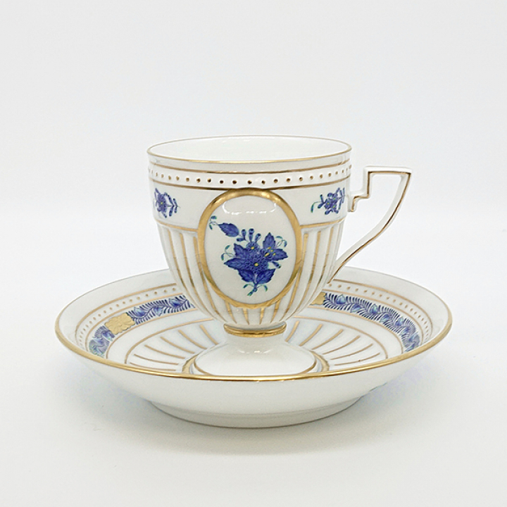 【倉庫取り寄せ商品】ヘレンド アポニーインディゴ コーヒーカップ&ソーサー（アンピール） AIND-4467-0-00