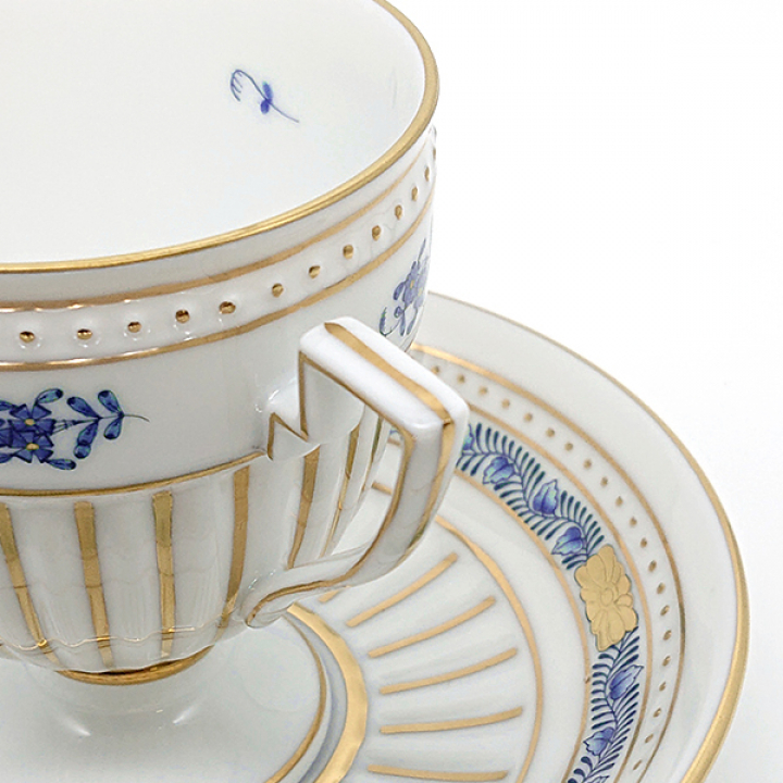 【倉庫取り寄せ商品】ヘレンド アポニーインディゴ コーヒーカップ&ソーサー（アンピール） AIND-4467-0-00