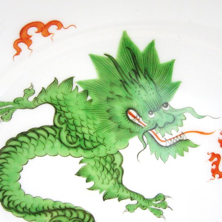 【倉庫取り寄せ商品】マイセン 明のドラゴン・グリーン ティーカップ＆ソーサー 330310-10631